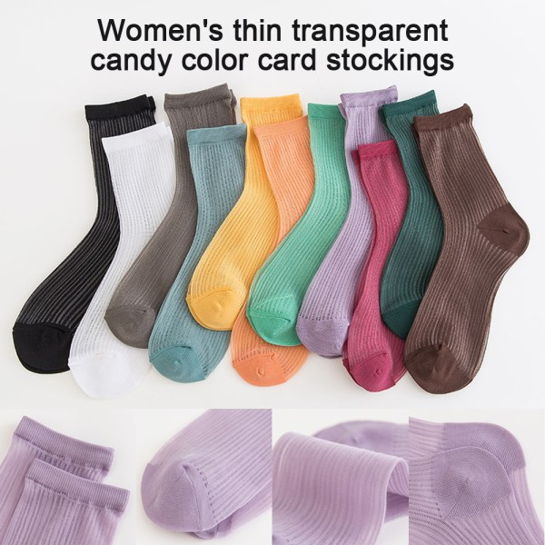 Damestrømper, 10 par tynne nylon ankelsokker, transparente