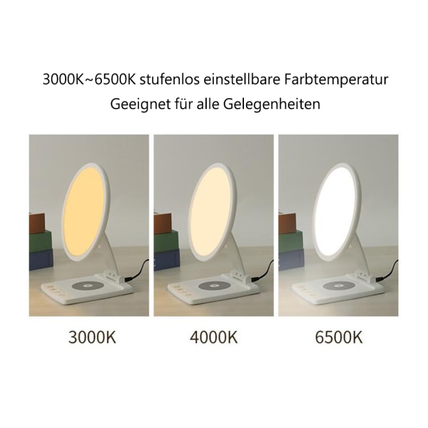 10 000 LUX Bærbar Foldbar Trådløs Oppladbar Fluorescerende Lampe Simulerer Dagslys Berøringsskjermstyring UV-Fri LED Fluorescerende Lampe