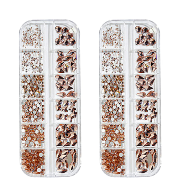 Nagelkonst Rhinestones Kit, Kristaller AB Rhinestones för Naglar, Multi Shapes Flatback Nail Stones