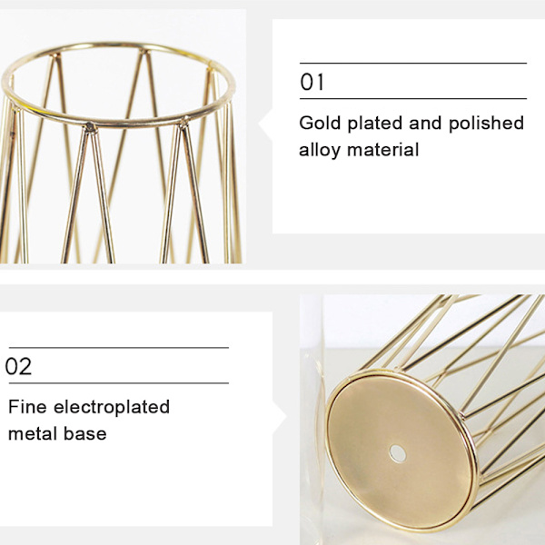 Moderni Geometrinen Metalli Koriste Maljakot Selkeällä Lasisylinterillä, De