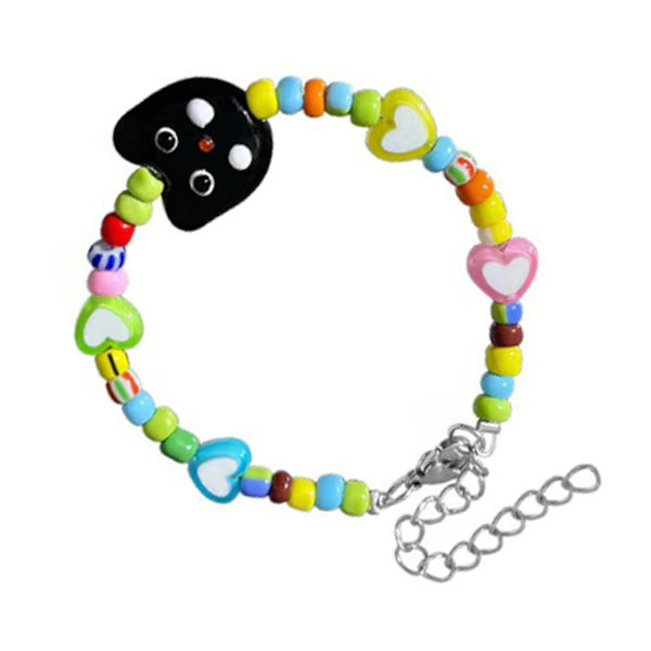 Sort Perle Armbånd Held & Lykke Farverigt Lille Justerbart Perle Stræk Armbånd til Par Bedste Ven