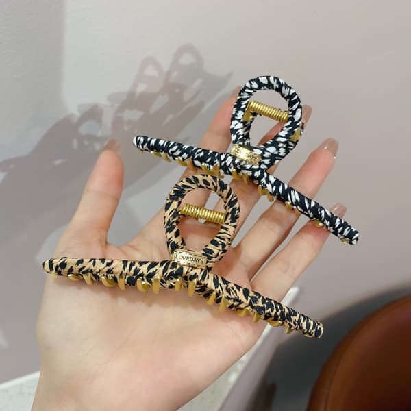 Fransk Retro Tyg Vintage Leopard Hårklämma Håraccessoar