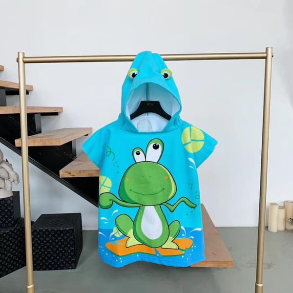 En liten frosk (60*120cm) badehåndklekappe med hette til barn, Bab