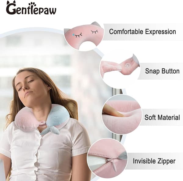 Rejsepude - Blød Memory Foam Pude til Voksne, Børn (Pink)