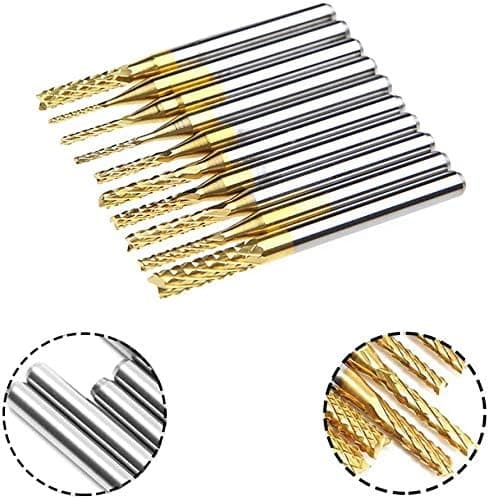 10 stk. 3 mm PCB wolframcarbid titanium endegraveringsfræser 0,8-