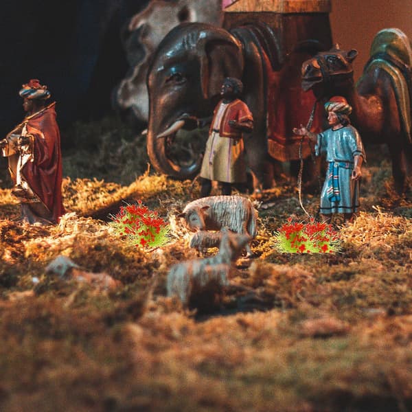 1 boks miniatyr vegetasjon simulering blomsterklase minihus scene dekor rød