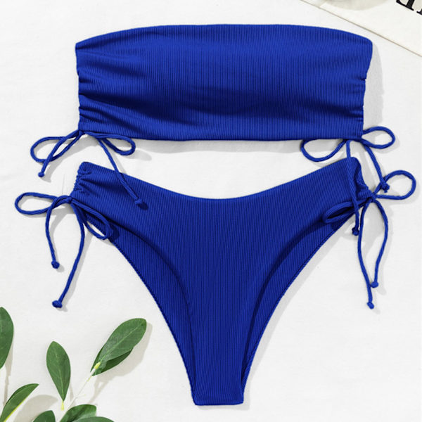 Sort M Kvinder Halter String Bikini Sæt Sexy Thong Cheeky Todelt Badetøj Ensfarvet Badetøj