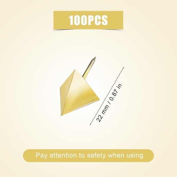 100 stk Guld Push Pins, Dekorative Push Pins med Stålspids Trian
