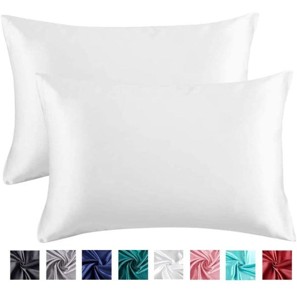 2pcs silk pillowcases,soft and comfortable,white 11,20*40Inches