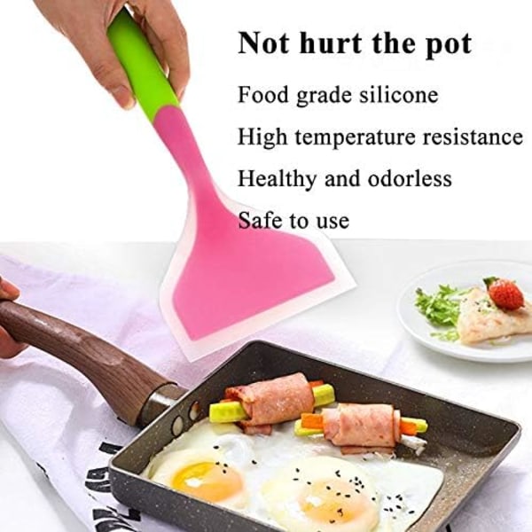 Värmebeständig Bred Platt Stekspade, Viktigt Köksredskap Nonstick Stekspade, Silikon Pannkaksspade Flexibel Stekspade, Non-Stick Lätt Att Rengöra