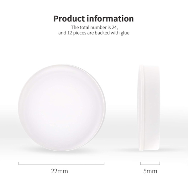 24 stk. Silikon Elastiske Puter - Selvklebende Silikonputer for Vegger, Skap og Glass Ø 22mm