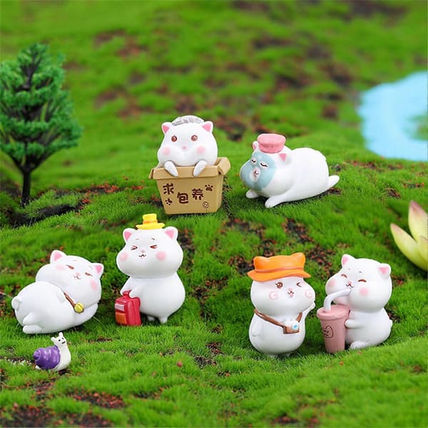 7 stk/sæt Miniature Levende Udseende 3D Sød Simulation Kunstig Kat Dyretilbehør til Gaver