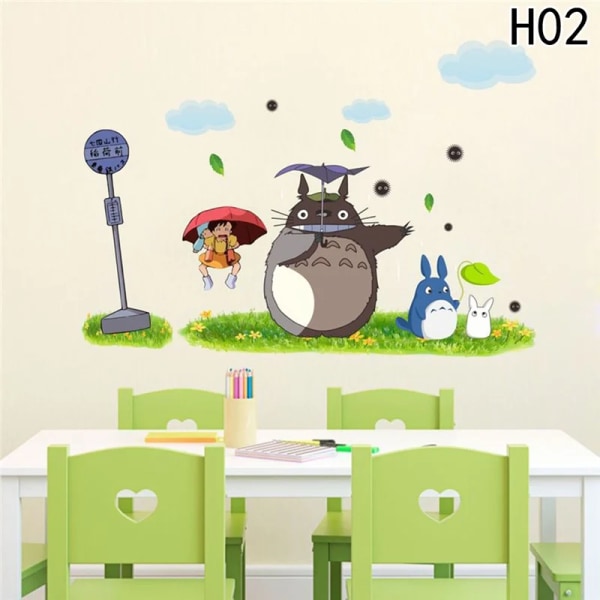 Nya tecknade animationer Vinyl Totoro väggdekaler för barnrum C Blue