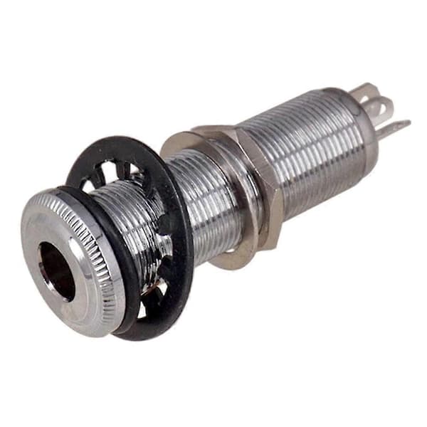 6,35 mm 1/4\" messing gevind cylinder basguitar jack pickup output input stik fatning elektrisk guitar tilbehør sølvfarvet