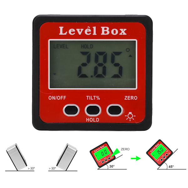 Digital Vinkelmätare - Noggrann Magnetisk Bärbar Storlek Vinkelmätare Inclinometer för Träbearbetning Byggmaskiner