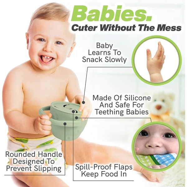 Folding Snack Cup, Portable, Space Saving, Olive Green