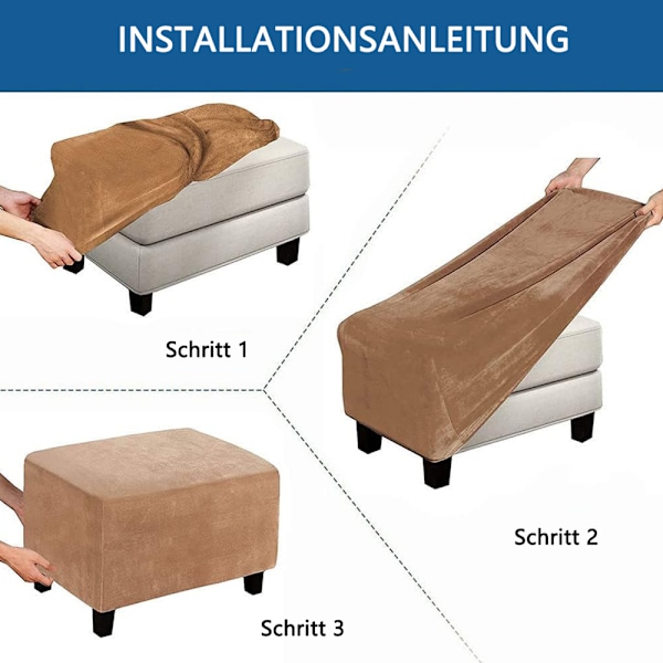 Möbelskydd med elastiskt band, återanvändbart skrynkelfritt stretch-ottomanskydd för förvaringspall, lättskött polyesterfiberskydd förbättrar rummet