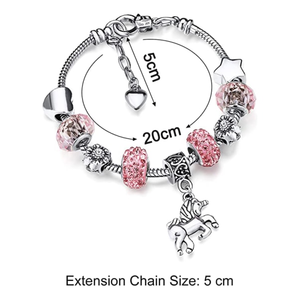 Glansful Krystal Rhinestone Charm Armbånd med Enhjørning