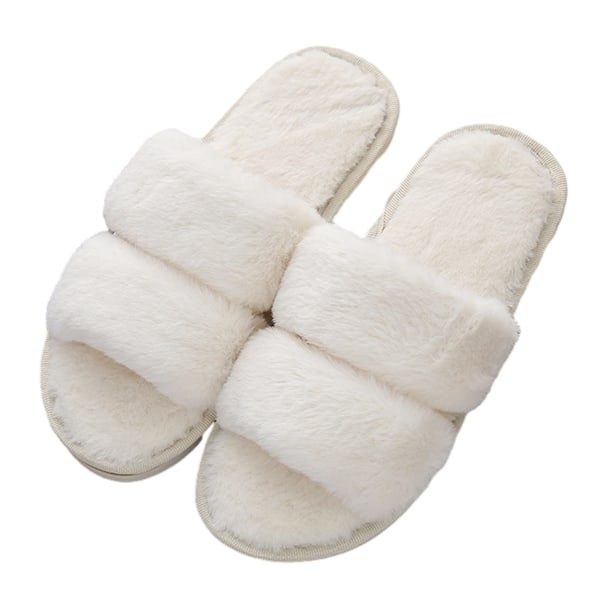 Fluffy Damestoffler i Kunstig Pels, Slip-On, Ortopediske, med A