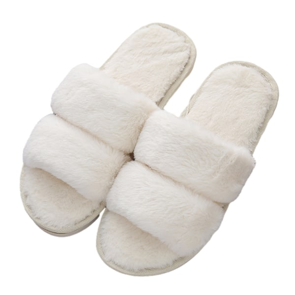 Fluffy Womens Slippers Faux Fur Slip On Orthotic Slippers with A