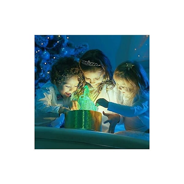 Smart Touch & Fjärrkontroll 3D Sjöjungfru Nattlampa, Illusion LED-lampa för Sovrumsdekorationer, Perfekta Sjöjungfrupresenter, Batteri- eller USB-driven
