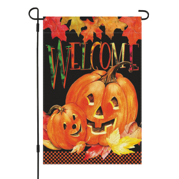 Halloween Haveflag 12 x 18 Tommer, Halloween Flag Burlap