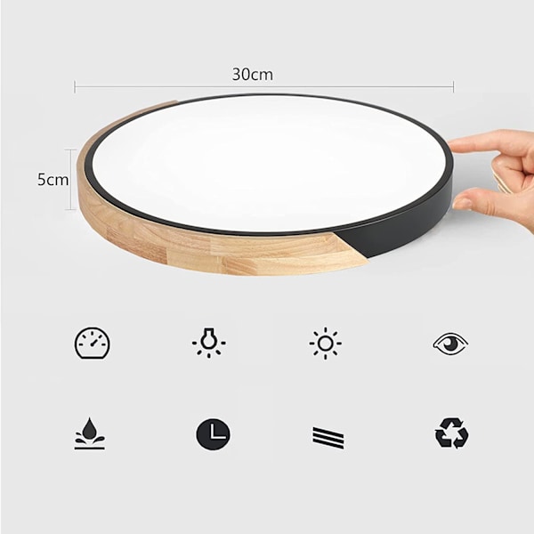 Ultratunn taklampa med dimbara ljustemperaturer, modern minimalistisk träram för vardagsrum, kök, sovrum, kontor, hall,