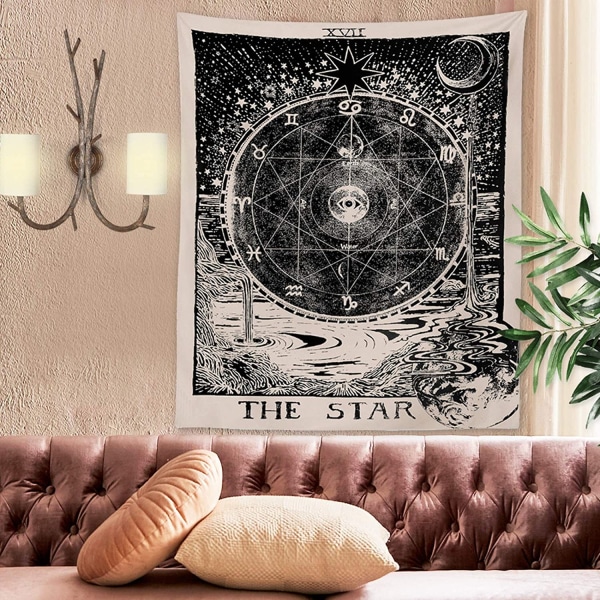 Tarot Star Gobeläng Väggtapet Vägghängande Psychedelic 51“x59"
