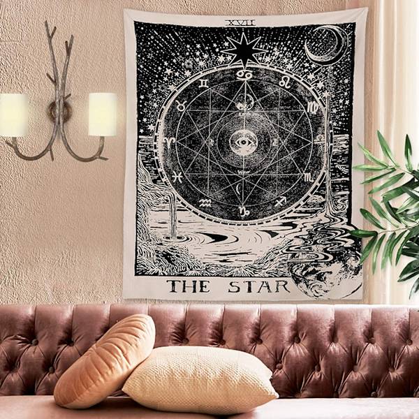 Tarot-tähti-seinävaate Seinävaate Psykedeelinen Tapetti