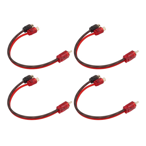 4 Pakker RCA-kabel 1 Hann til 2 Hunn Bil Audio Stereo Y Splitter Kabel for Bils høyttalersystem