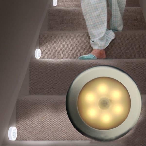 3-delt rund sølv varmt lys trådløs LED-lampe med bevegelsessensor