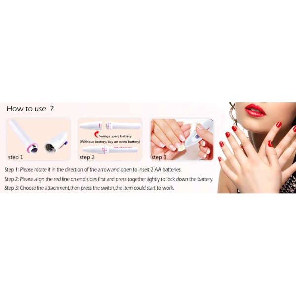 Elektrisk nagelborr Nagelkonstfil Elektrisk set, bärbar nagelbuffert fingernagelslipningssats Multifunktionell naturlig tånagelpolerare