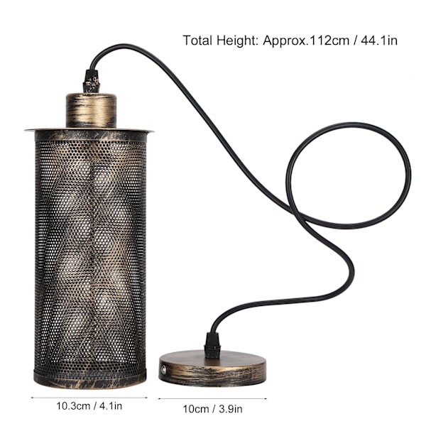 Industriell stil netting lampeskjerm E27 jern kunst hengelampe skjerm for bar kafé AC85‑265V Retro gull