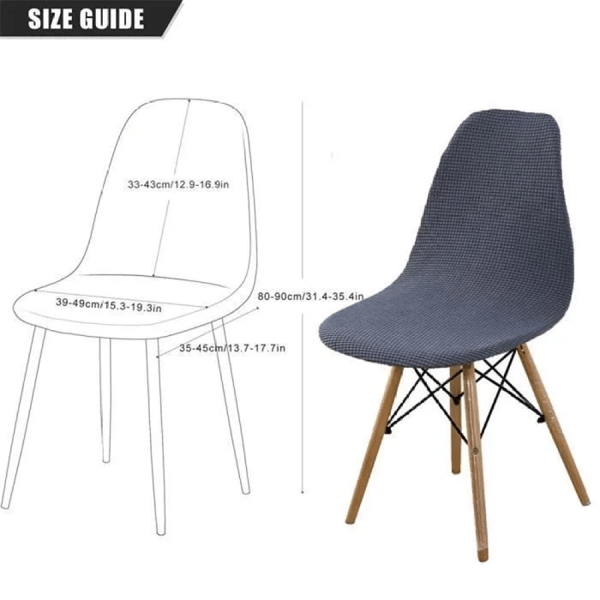 Sett med 6 Jacquard Stoltrekk, Avtakbare og Vaskbare, for Interiørdekorasjon, Grå
