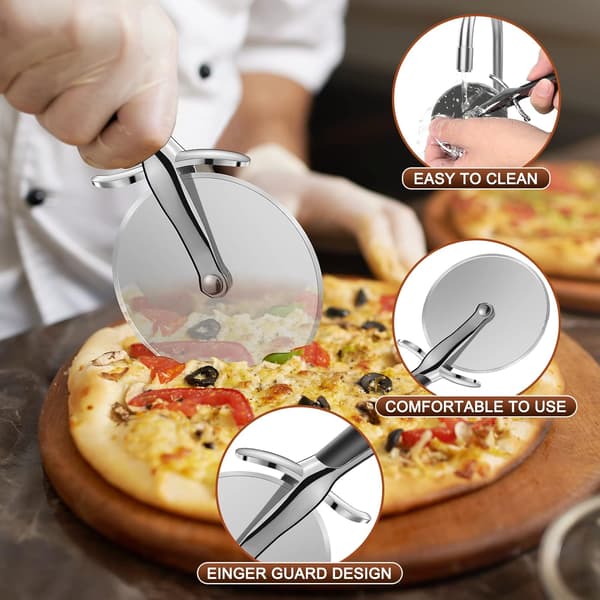 Pizzakutter i rustfritt stål, profesjonell pizzakutter med sklisikker