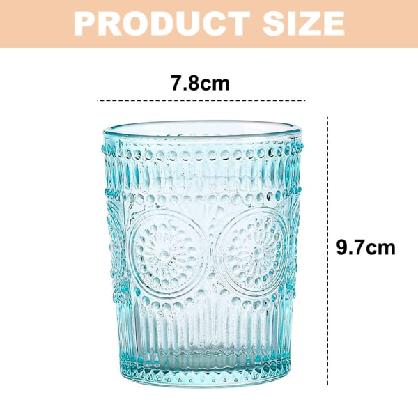 300 ml Vintage-vesilasit, Romanttiset Juomalasit, Lasitavar