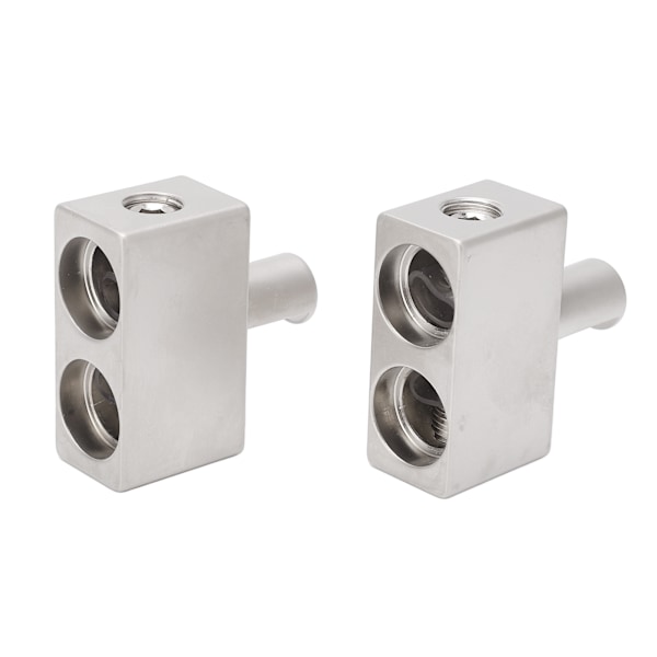 2 stk Dobbel 1/0 Gauge til 1/0 Gauge Forsterker Inngang Reduserer Nikkelbelagt Aluminium Legering Høy Effekt for Bil Lyd