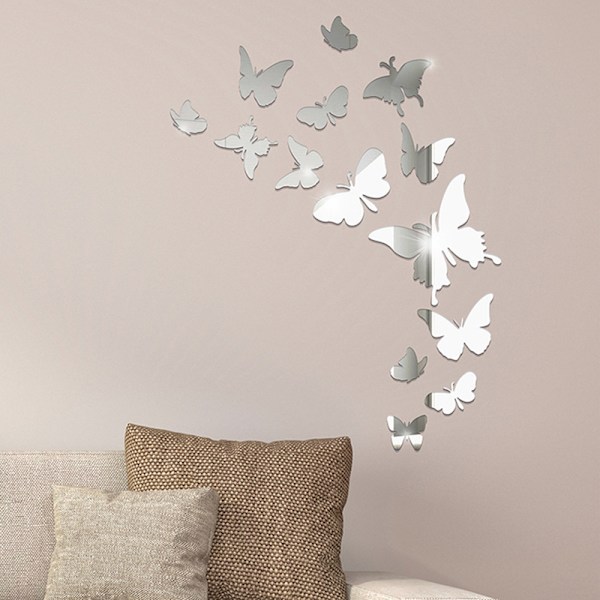 30x Butterfly Kombination 3D Spejl Vægsticker Udgående