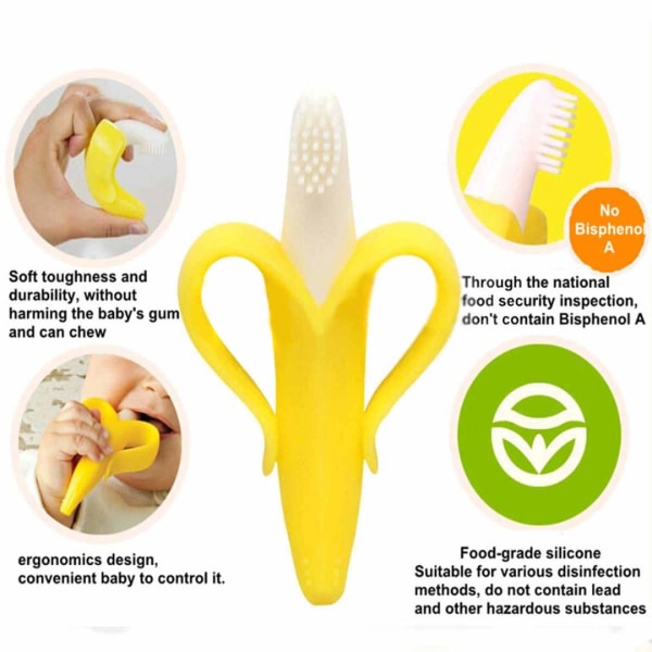 Baby Bananen Zahnbürste und Beißring in einem - Zahnungshilfe Üb