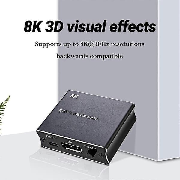 DP Switcher Bi-Direction Audio Extract 8K@30Hz 4K@120Hz DisplayPort 1.4 1X2 2x1 KVM Switch Splitter til Projektor
