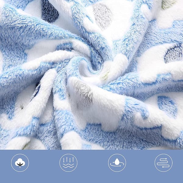 Husdjursfilt korallfleece---Blå elefant+Gul elefant+Rosa elefant--M:76*104CM