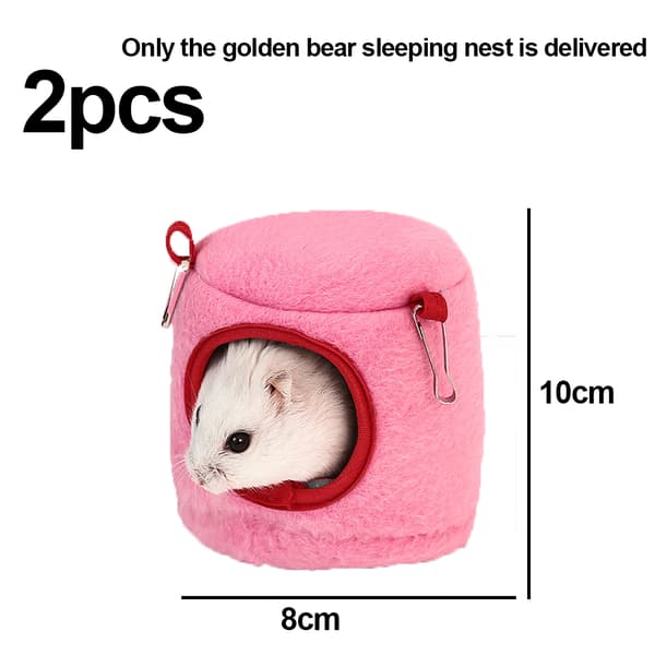 2 stk. Mini Hamster Seng Gemmesteder og Huse, Bomuld Mini Dyr Kæledyrsrede Hule pink S