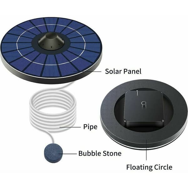 Solardrevet iltpumpe med luftkilde og boblesten