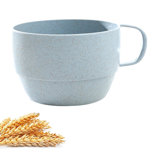 Enkel Bärbar Hälsosam Vete Halm Kaffe Kopp Te Mjölk Vatten Drickmugg Muggar (Blå)