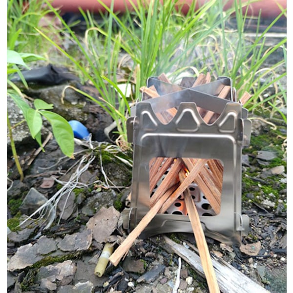 Titanium Campingkök, Enkel Installation, Ultralätt, Hög Hållfasthet, Hopfällbart Vedkök för Beredskap, Picknickar, Grillning, Utomhus