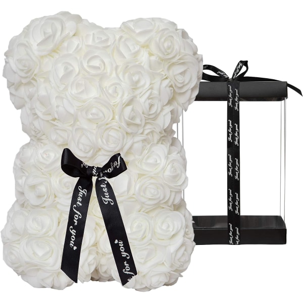Rose Bear Rose Teddy Bear Flower Gift Black Box for Valentines