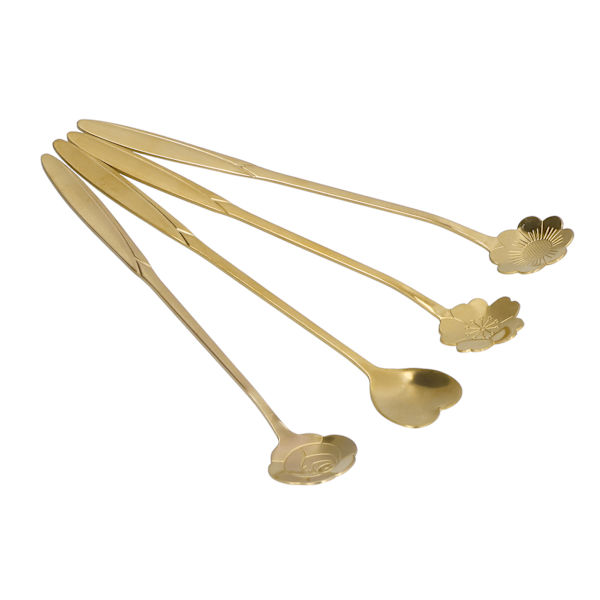 Elegant Skedset för Par för Hemkaféer, Rostfritt Stål Utsökt Lång Sked Säker att Använda med Släta Kanter, Böjs Inte eller Roostar, Perfekt Gåva För
