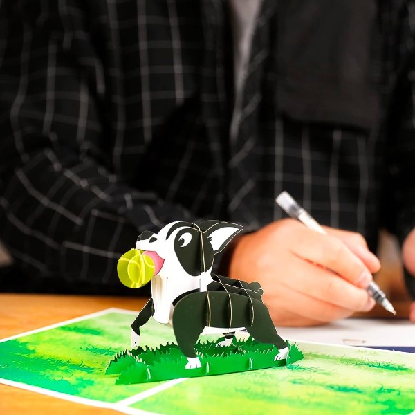 Hunde Pop Up Kort, 3D Pop Up Kort, Pop Up Fødselsdagskort, Boston