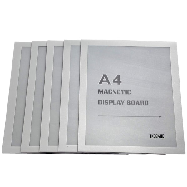 A4-5x A4 Informasjonsramme Selvklebende med Magnetisk Lukking, Innstikklomme, Arkholder, Rask Bytte av Henging, Hengslet Magnetisk Ramme
