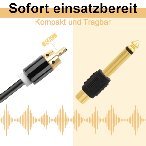 4 kpl audio-sovitinta 6,35 mm kullattua